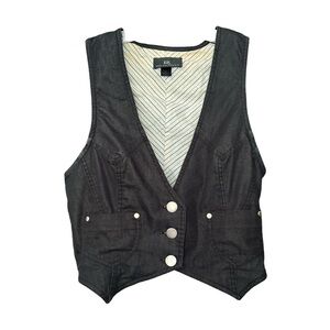 Vintage IZ Buyer Y2K Black Denim Vest With Pockets